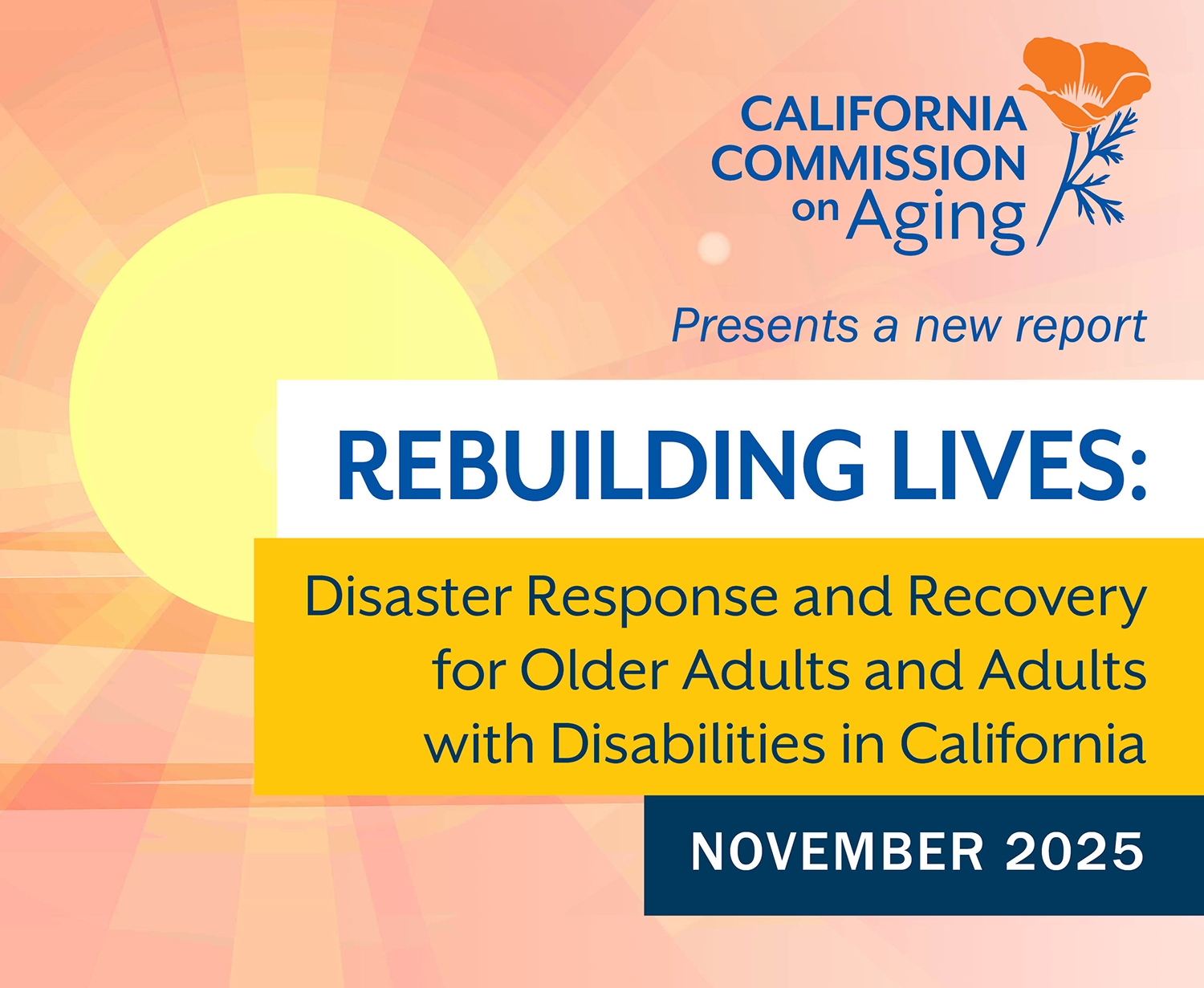 Image with text Recovering together, Rebuilding life after the fires, event on November 2025.